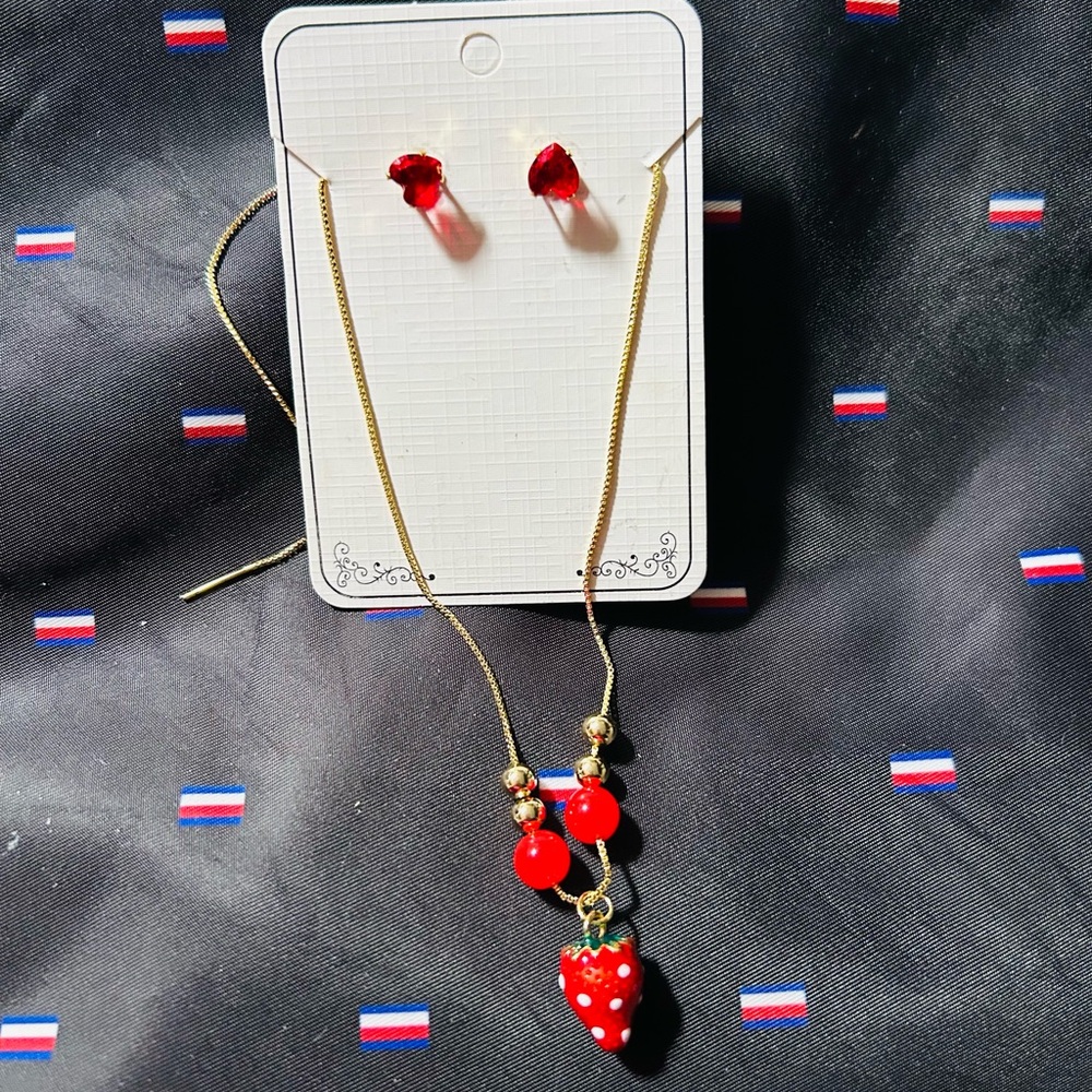 Elegant Red and Gold Jewelry Set